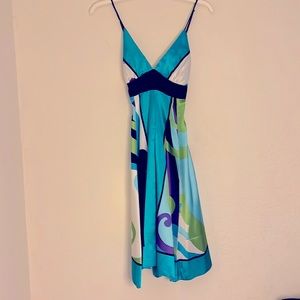 Strappy bright geometric pattern dress- so cute!